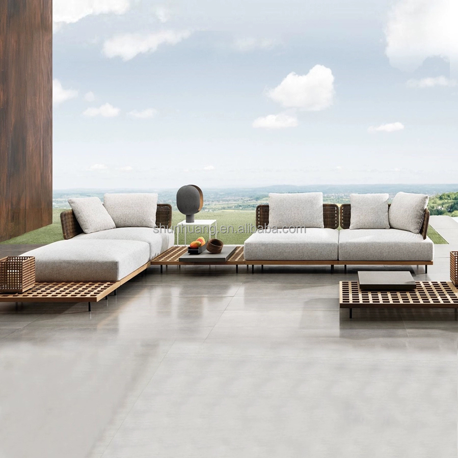 Outdoor Furniture Teak Wood - Set Sofa Taman Modern Furnitur Luar