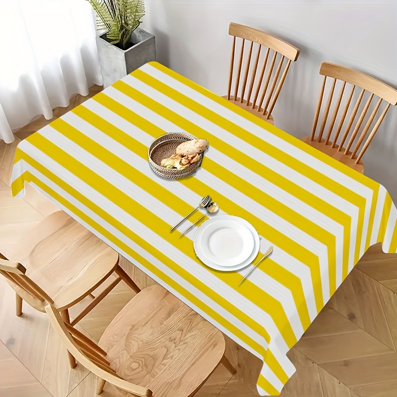 Outdoor Furniture Yellow - Taplak Meja Poliester Bergaris Putih Kuning