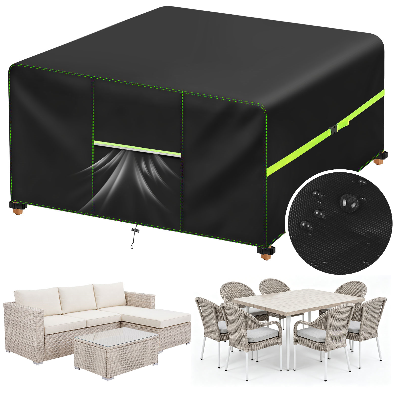 Outdoor Furniture Rattan - Penutup Furnitur Taman dengan Ventilasi Udara