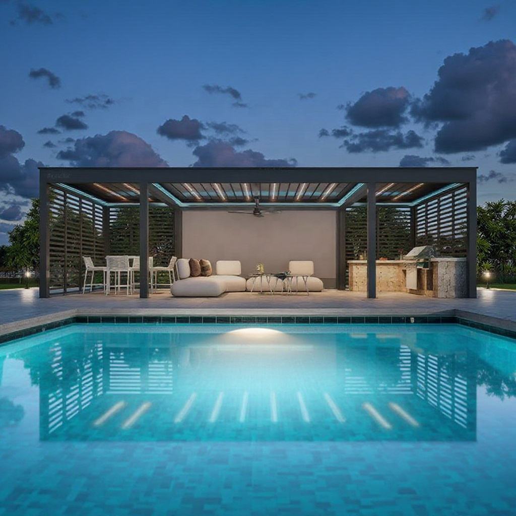 Outdoor Furniture For Pool - Gazebo Persegi Panjang dari Aluminium Alloy