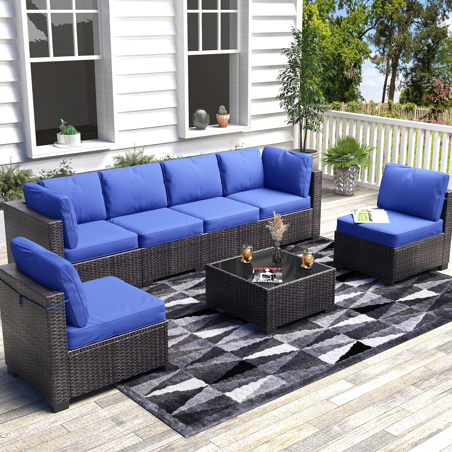 Outdoor Furniture Rattan - Set Furnitur Luar Ruangan Modular 7