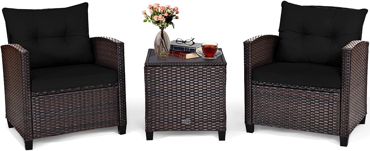 Outdoor Furniture Rattan - Set Furnitur Teras 3 Buah, Set