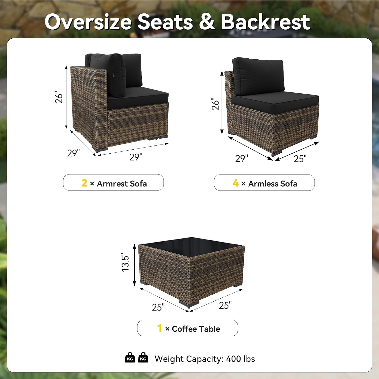 Set Furnitur Patio Anyaman 7-P - Outdoor Furniture Yellow ulasan dan harga