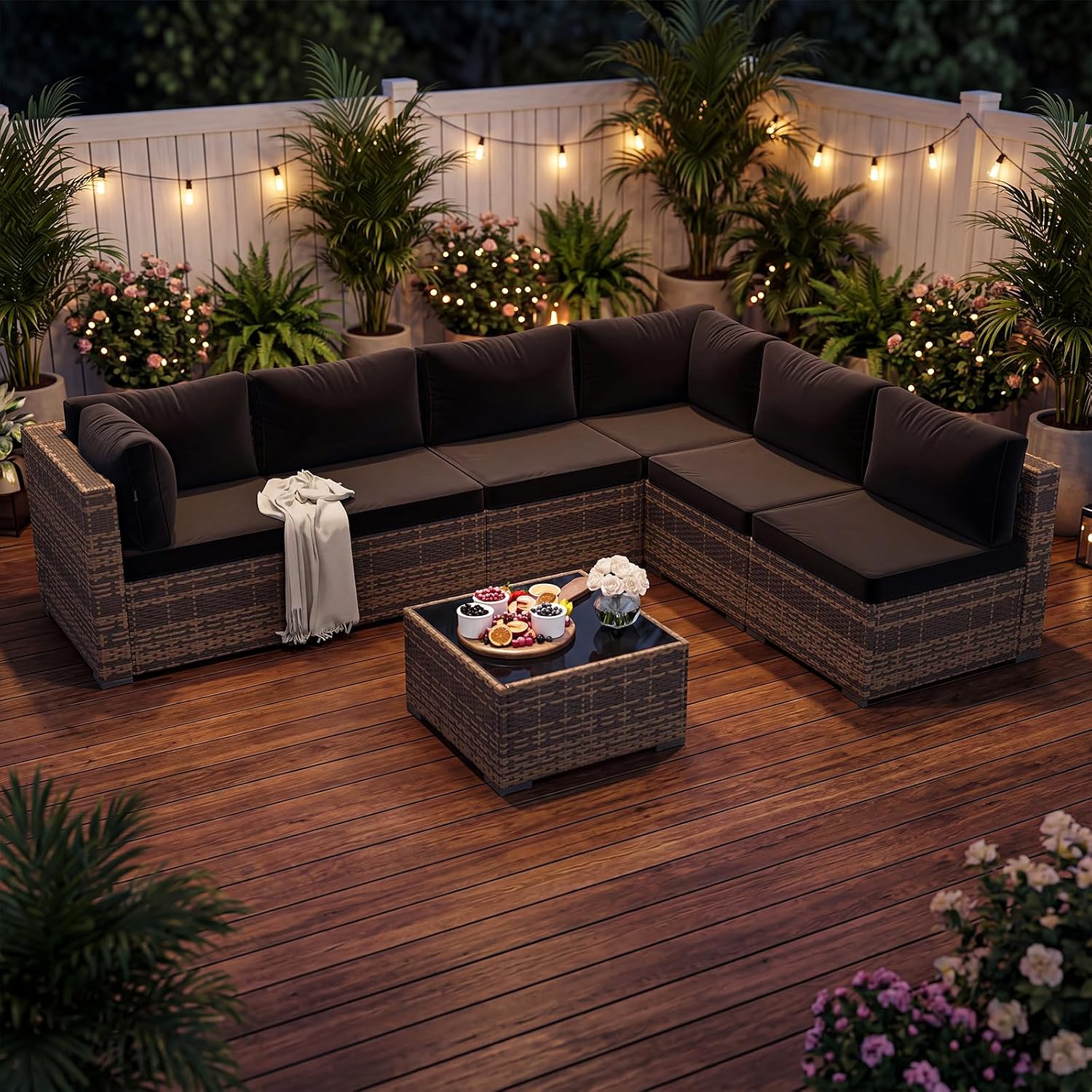 Set Furnitur Patio Anyaman 7-P - Outdoor Furniture Yellow ulasan dan harga