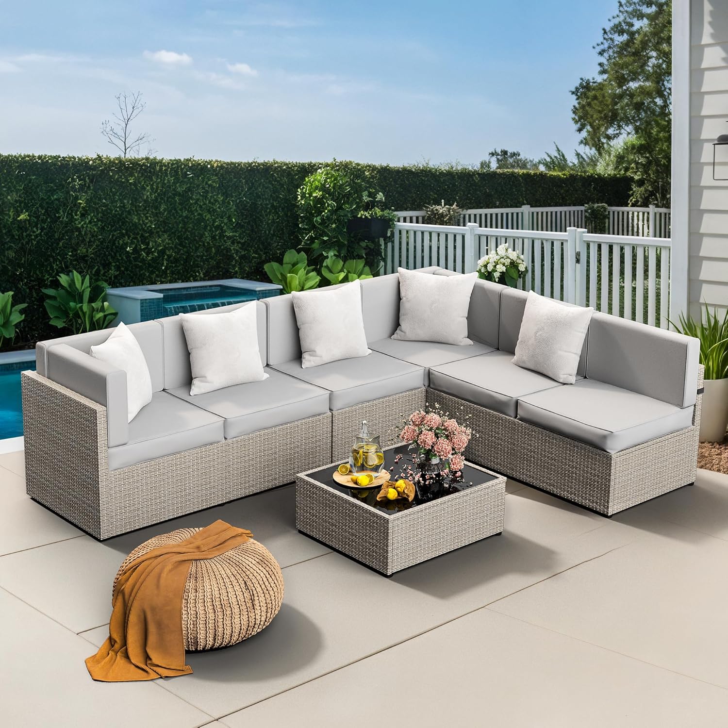 Set Furnitur Luar Ruangan 7-Po - Outdoor Furniture Rattan ulasan dan harga