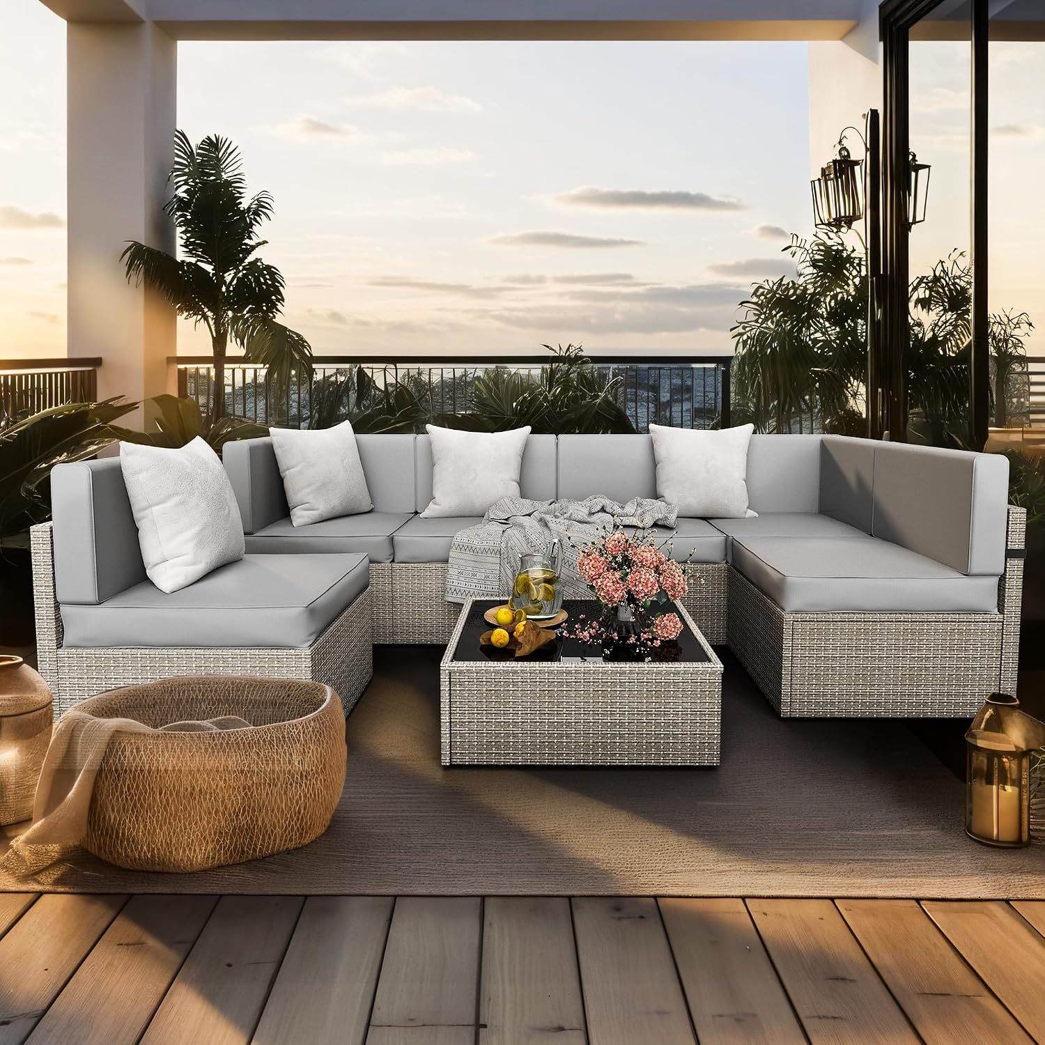 Set Furnitur Luar Ruangan 7-Po - Outdoor Furniture Rattan ulasan dan harga