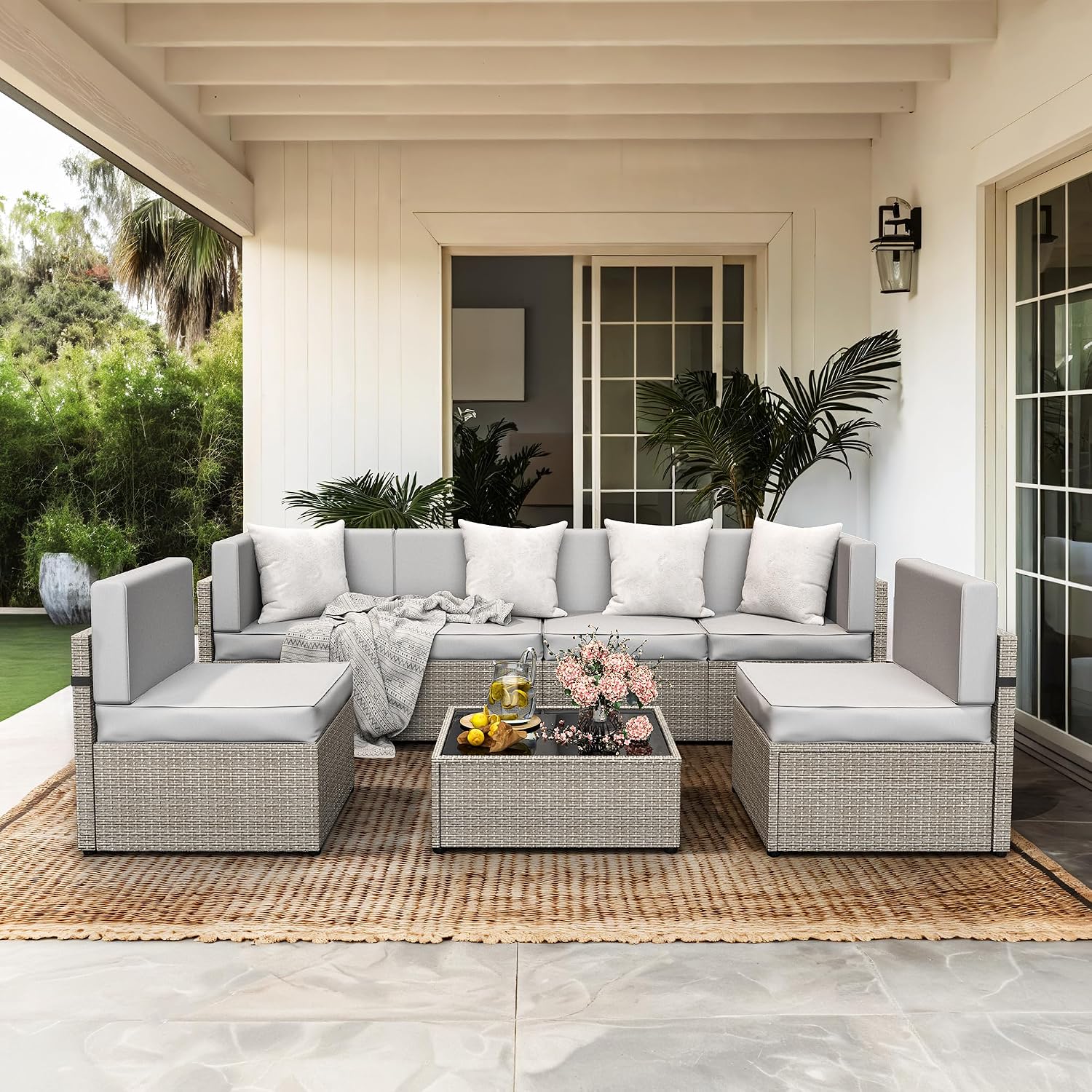 Set Furnitur Luar Ruangan 7-Po - Outdoor Furniture Rattan ulasan dan harga