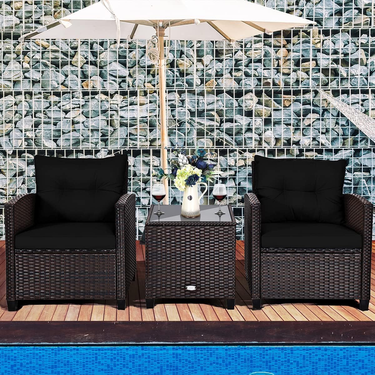 Set Furnitur Teras 3 Buah, Set - Outdoor Furniture Rattan ulasan dan harga